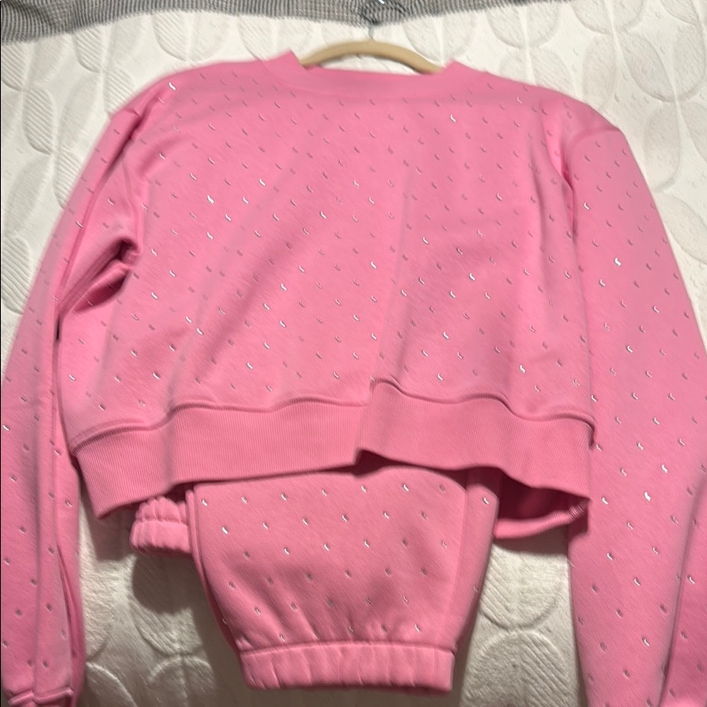 Pink Rhinestone Sweatshirt and Joggers Set